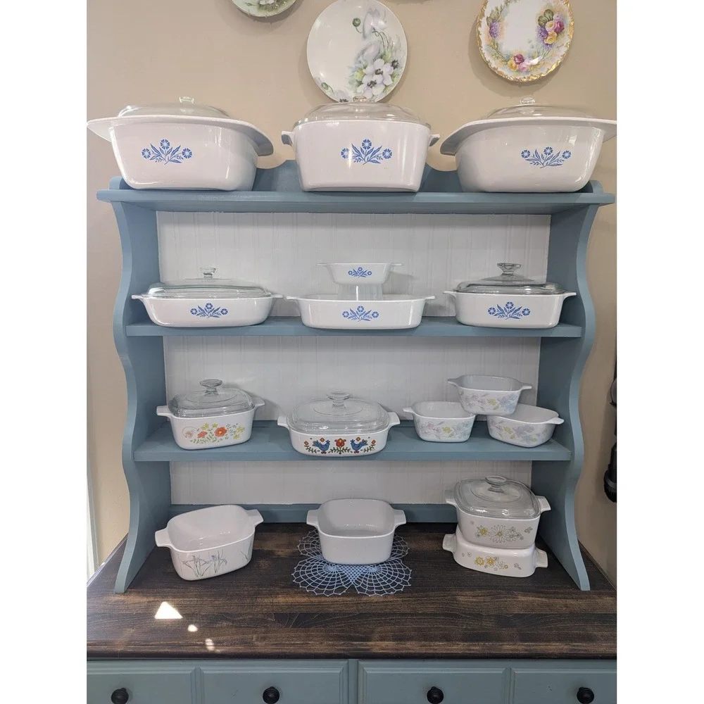 Vintage Corning Ware Dutch Oven 4 Qt White Blue Cornflower P-34-B With Lid